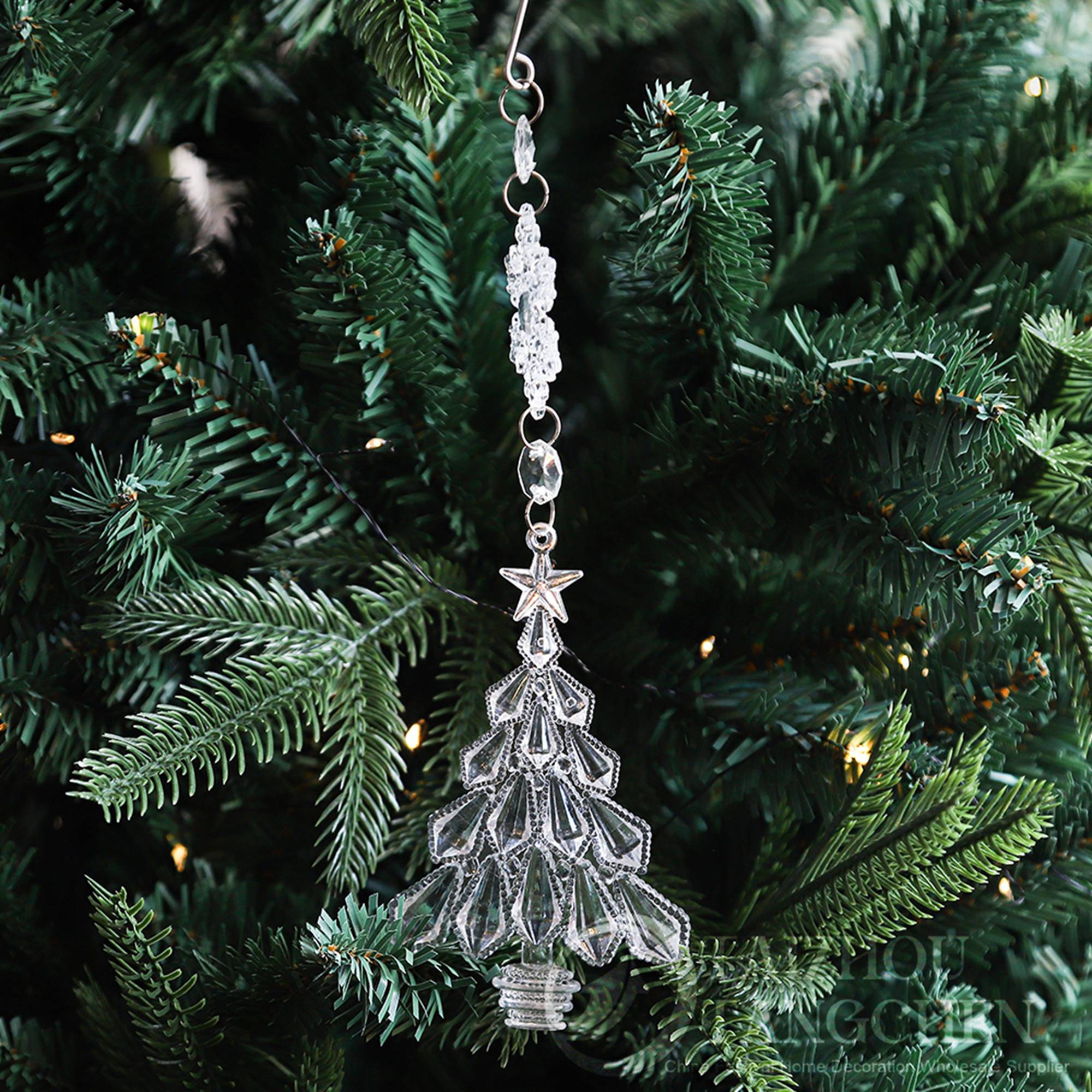 Merry Christmas Tree New Year Gift Hanging Pendants Acrylic Elk Crystal Shoes Ornaments 7