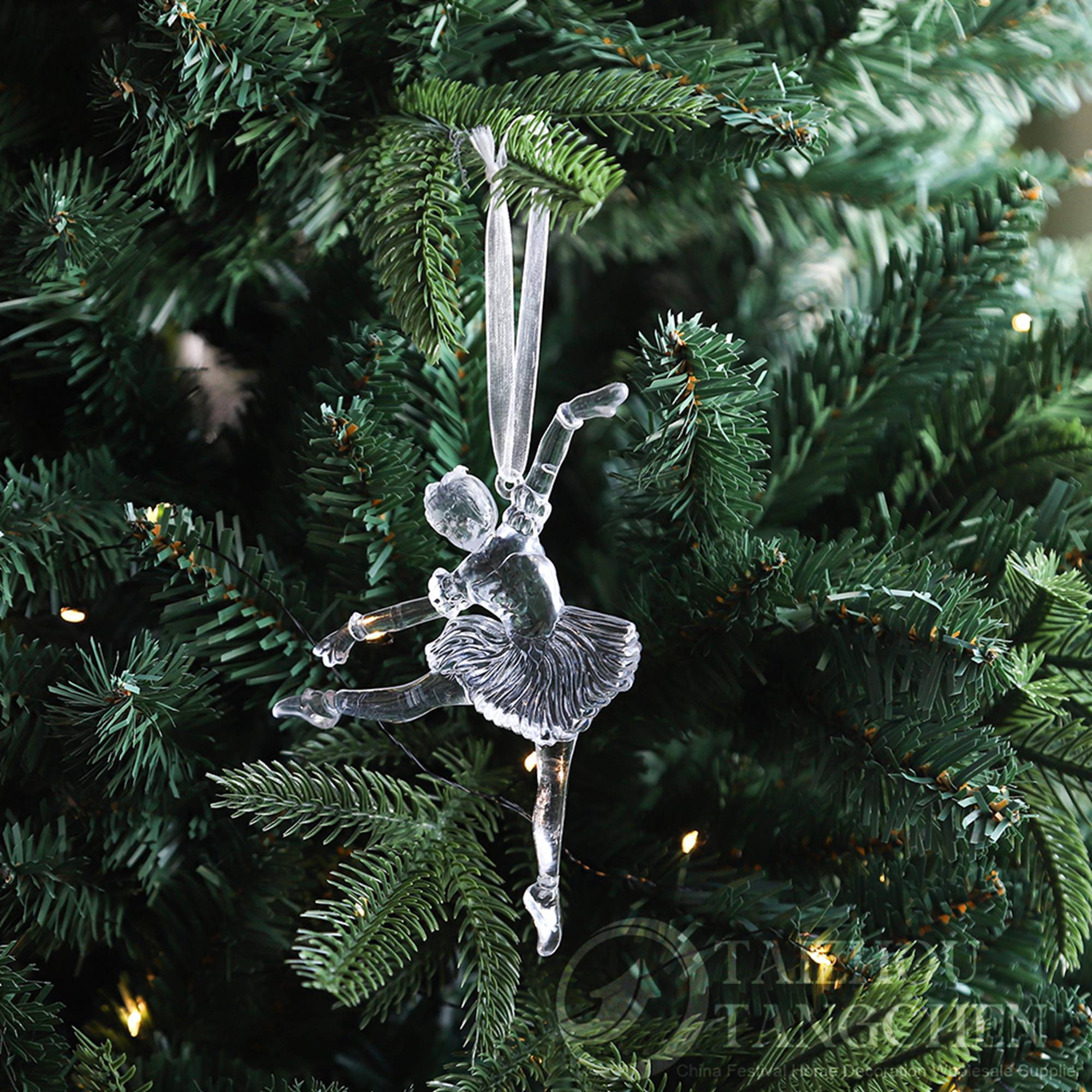 Merry Christmas Tree New Year Gift Hanging Pendants Acrylic Elk Crystal Shoes Ornaments 6