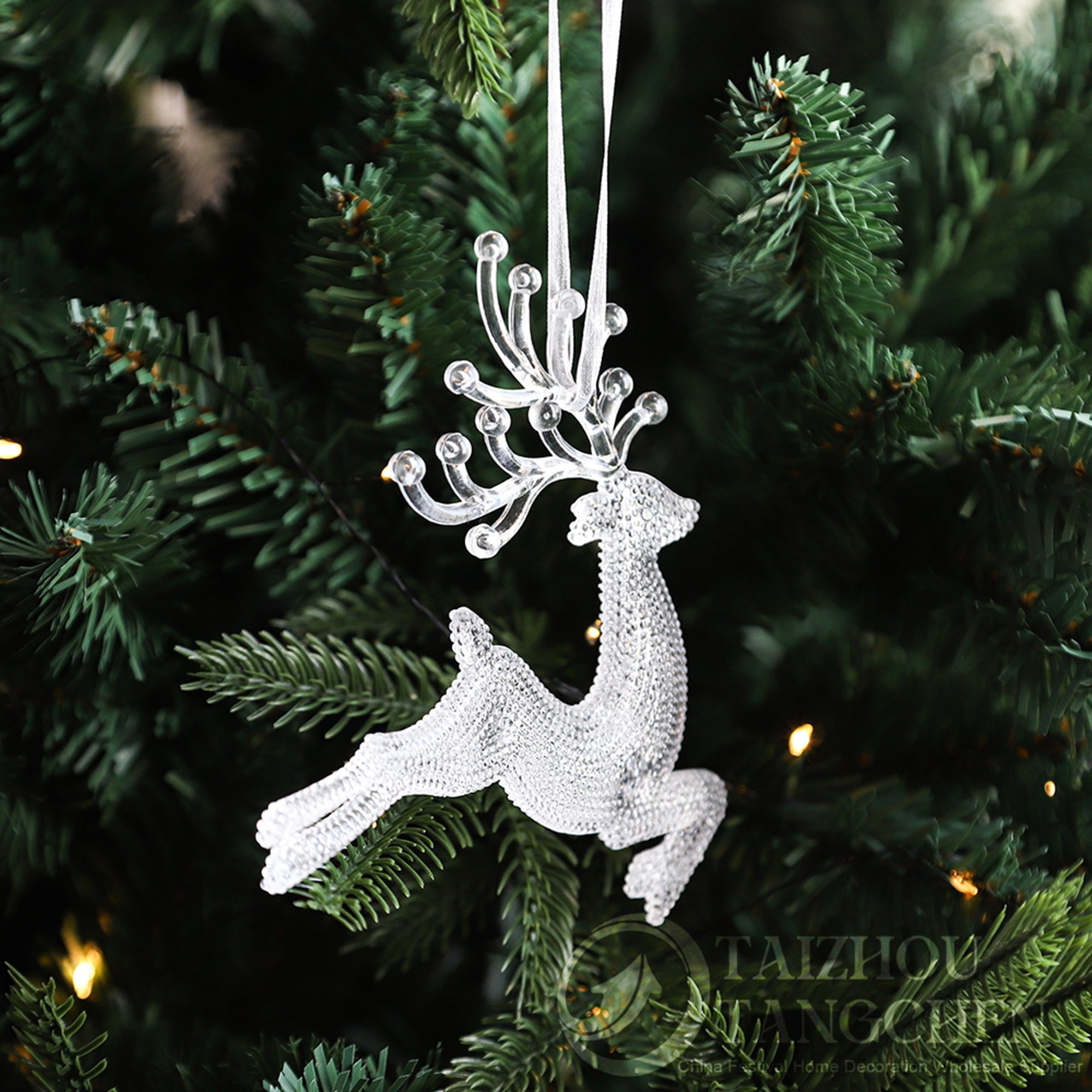 Merry Christmas Tree New Year Gift Hanging Pendants Acrylic Elk Crystal Shoes Ornaments 4
