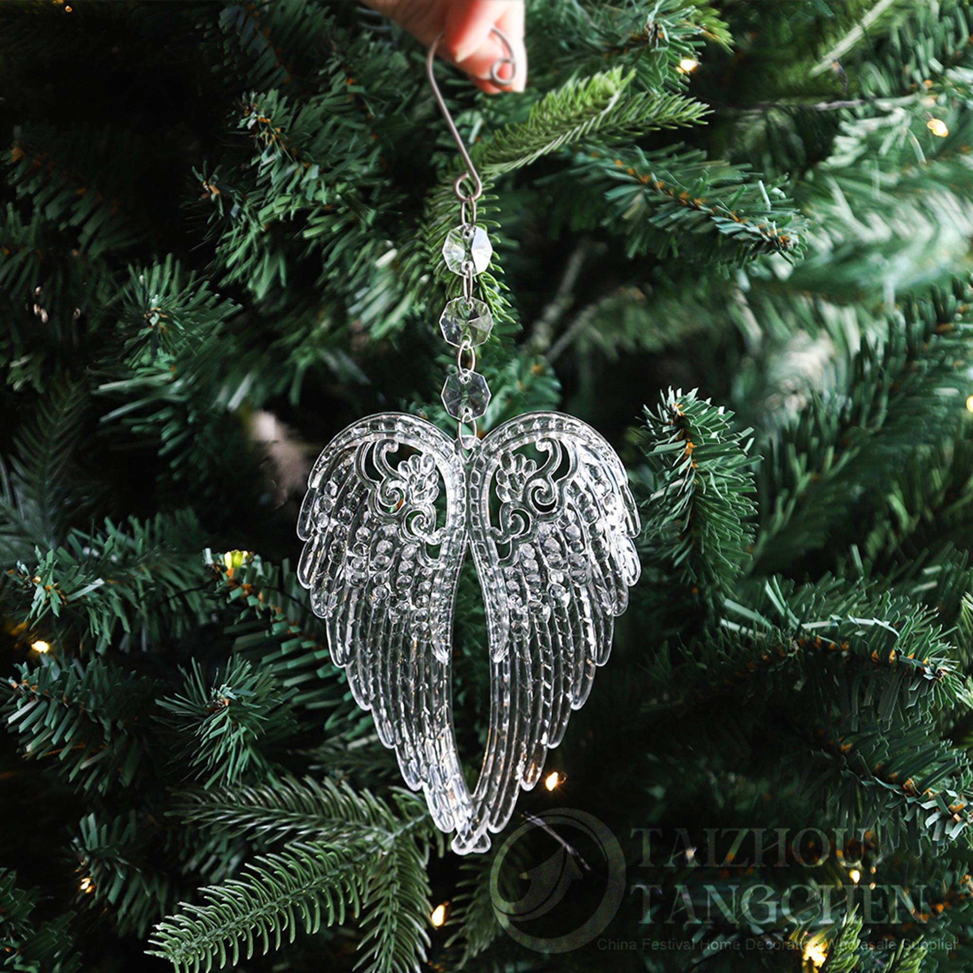 Merry Christmas Tree New Year Gift Hanging Pendants Acrylic Elk Crystal Shoes Ornaments 3