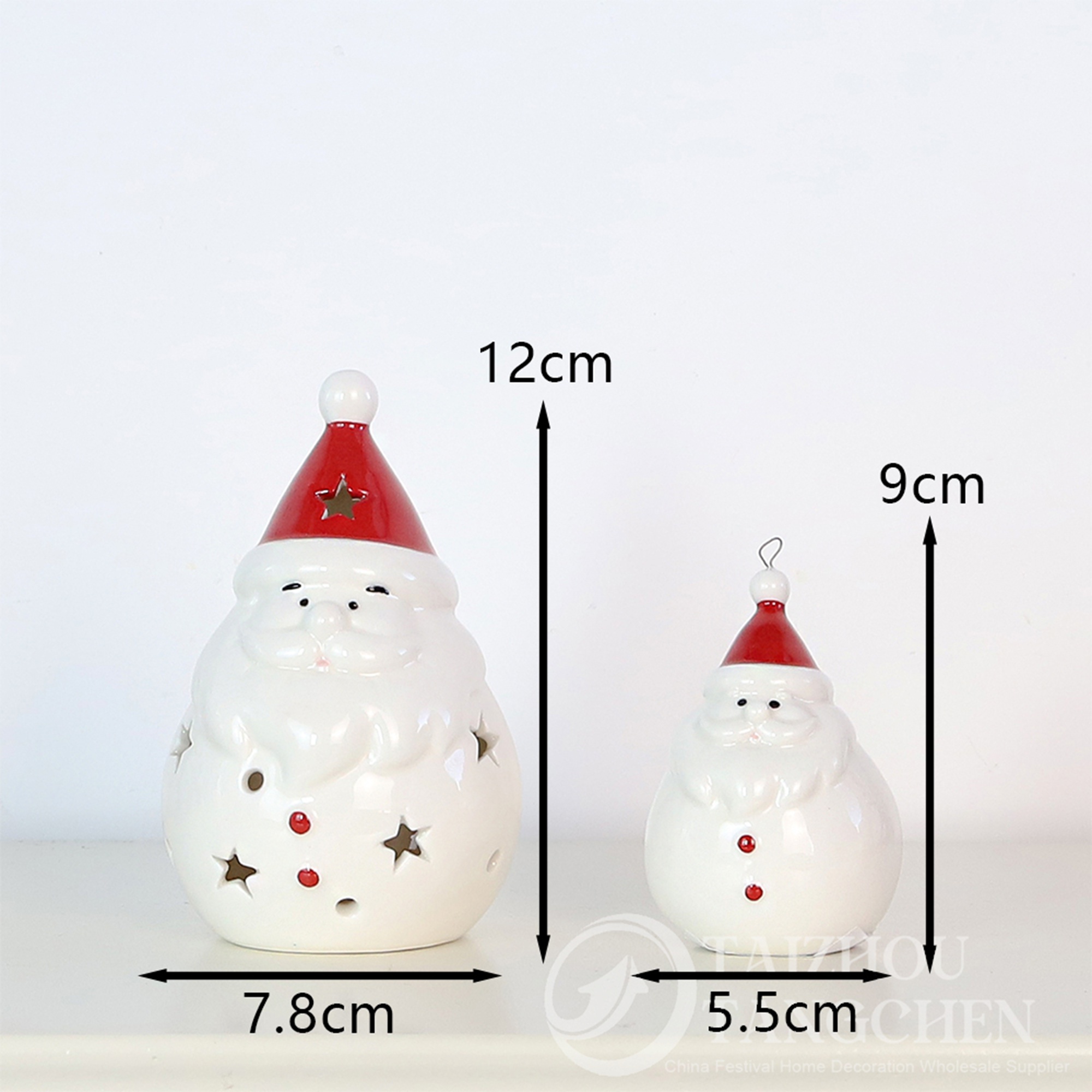 Mesa decorativa navideña de cerámica iluminada: gnomo navideño y muñeco de nieve con bufanda, luz nocturna para decorar el hogar. 7