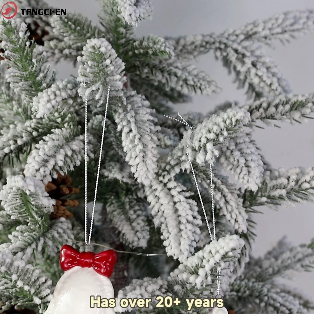 Mini adornos navideños de cerámica: Papá Noel, muñeco de nieve y gnomo rojos y blancos