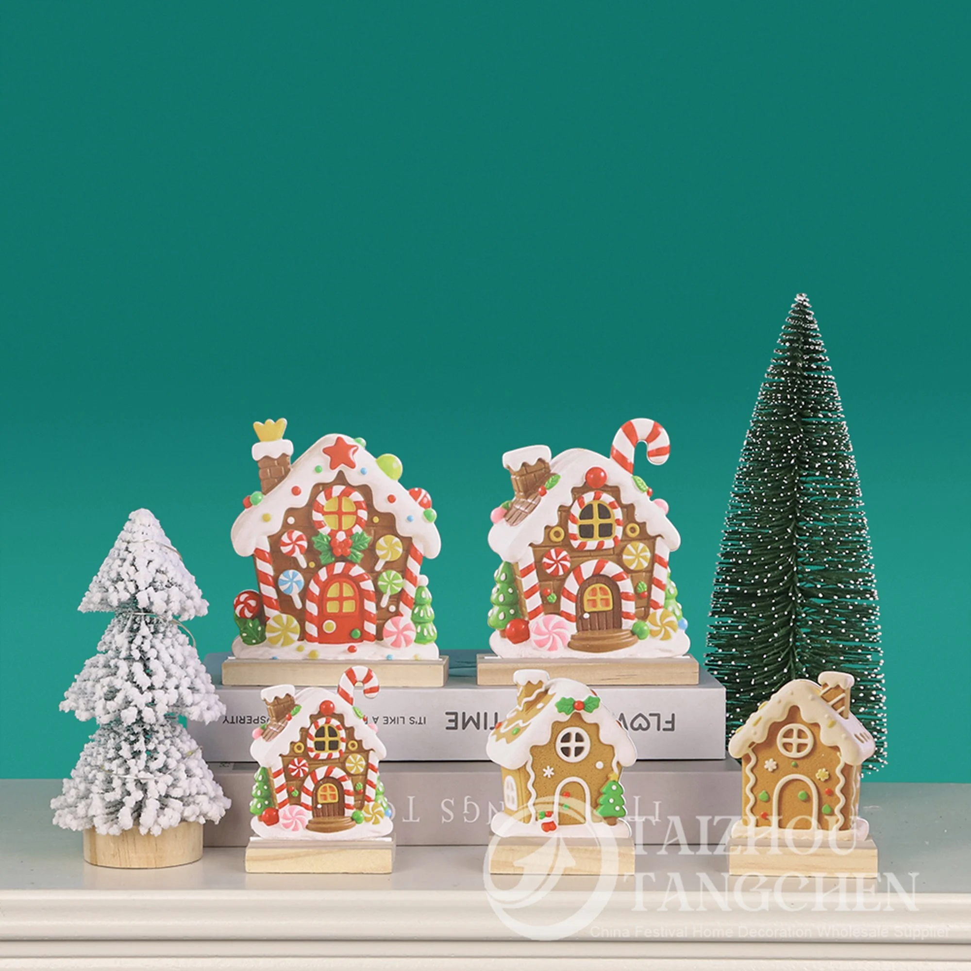 Christmas Metal Gingerbread House Figurines – Iron Candy House Tabletop Holiday Decorations 1