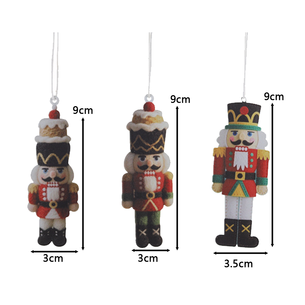 Cascanueces de hojalata para colgar en el circo navideño – Adornos metálicos para árbol con forma de ratón y soldado 4