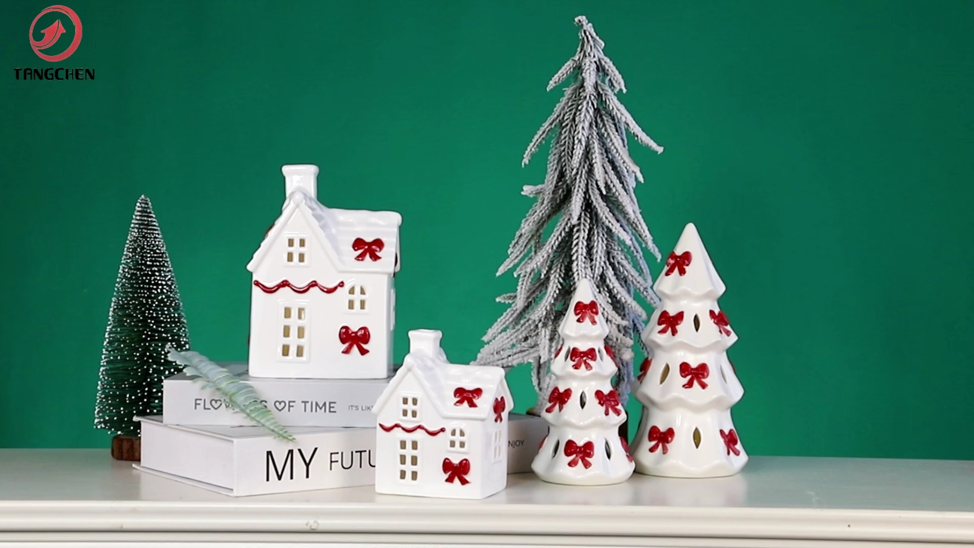 Figura navideña luminosa con lazo, adorno iluminado hecho a mano para la decoración de escritorio en Año Nuevo.