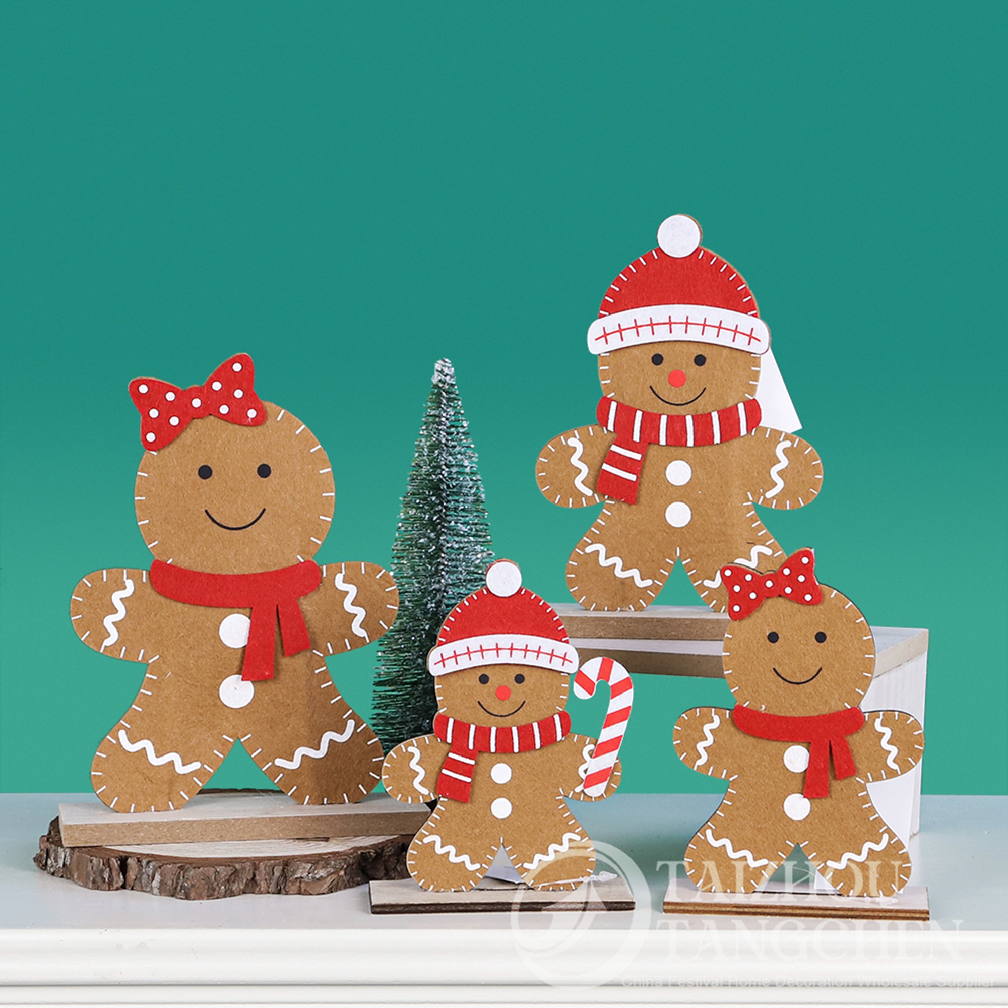 Neu gestaltete Lebkuchenmänner und Weihnachtshäuser aus Filz | Weihnachtstischdekoration im Großhandel 3