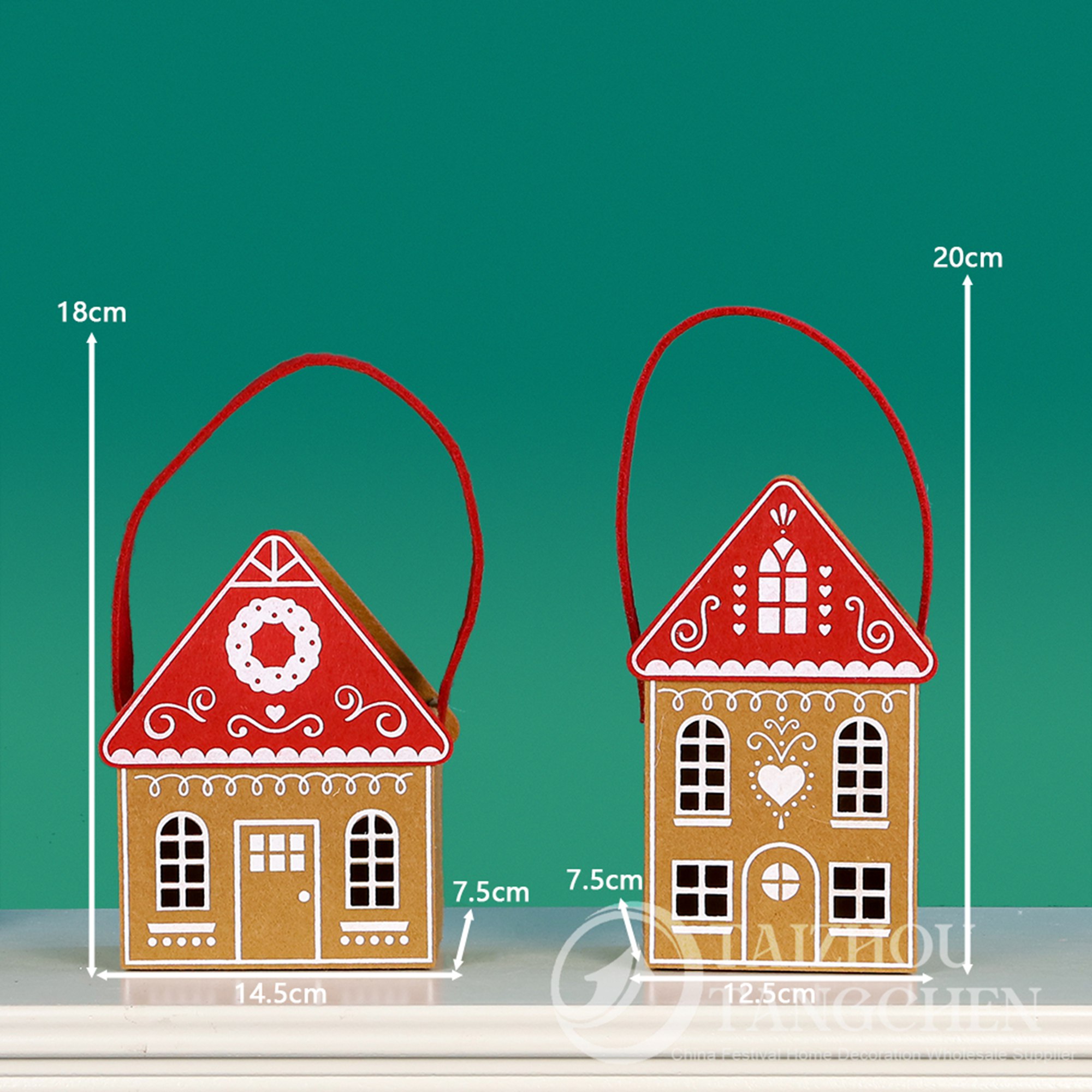 Neu gestaltete Lebkuchenmänner und Weihnachtshäuser aus Filz | Weihnachtstischdekoration im Großhandel 5