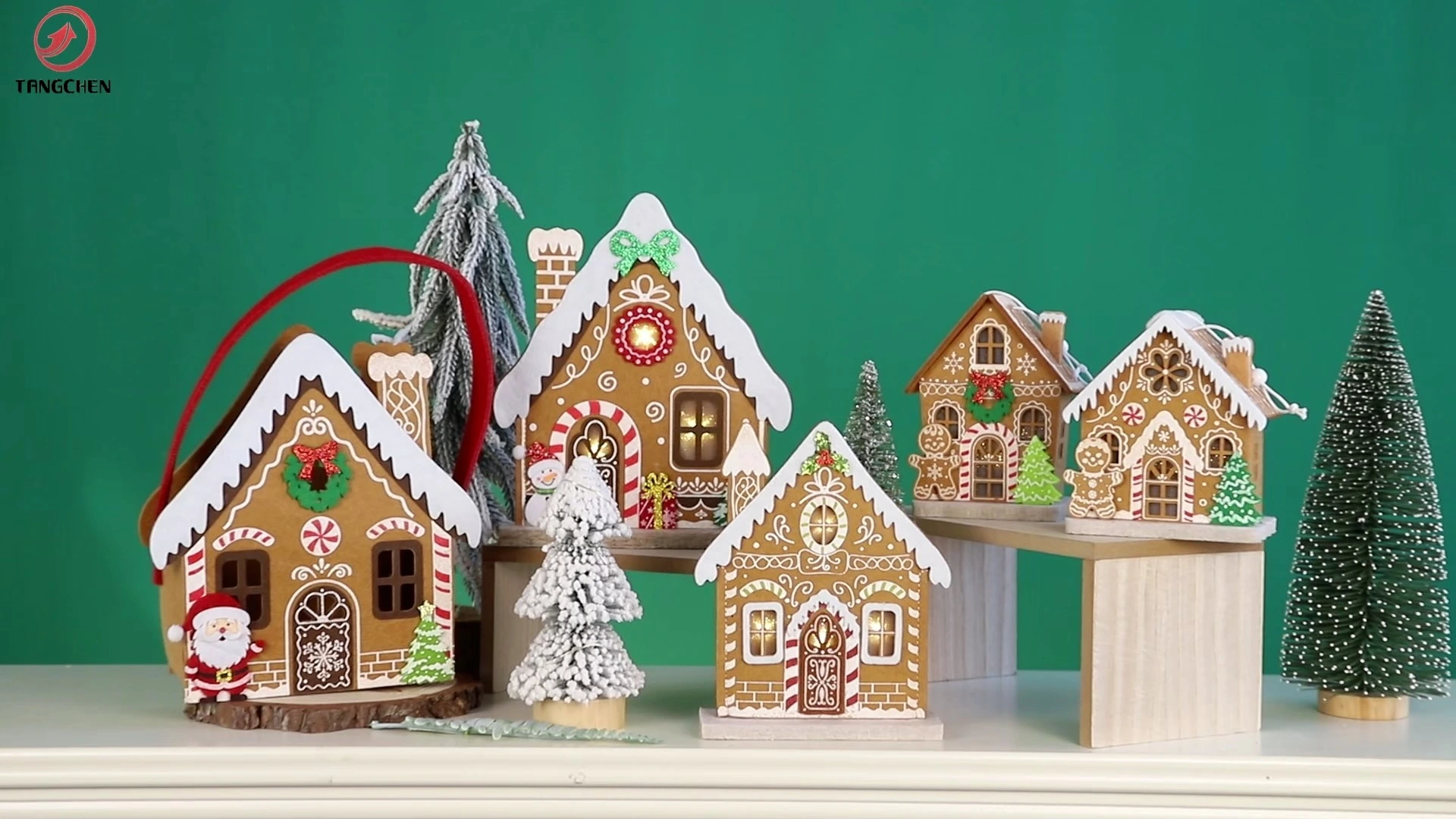 Wholesale Mini Felt Village Houses Gingerbread House Tabletop Ornaments Home Winter Party Christmas Decor Gift Crafts For B2B Buyers 1