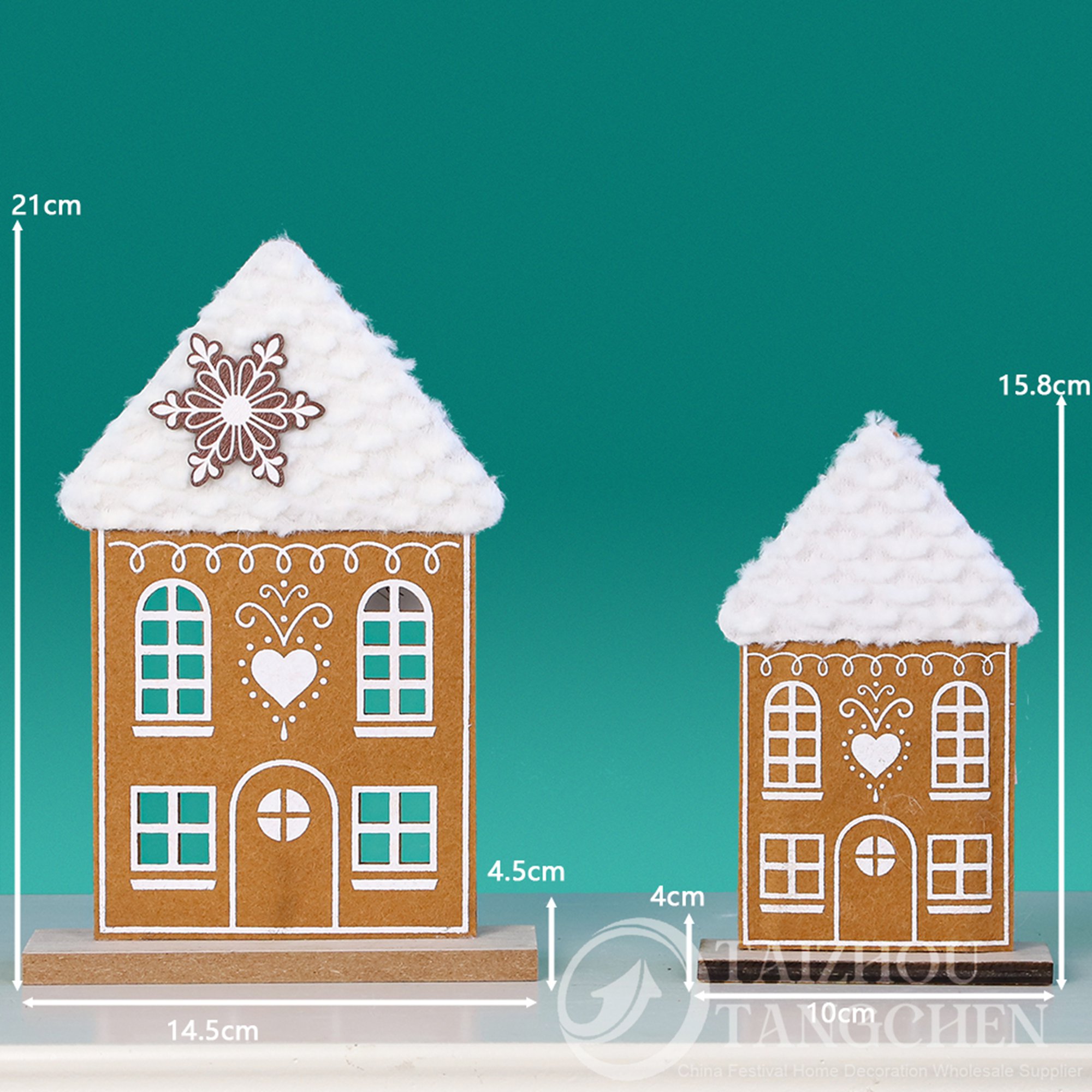 Customize Felt Handcrafted Gingerbread House Christmas Village Houses Set Decor Fabric for Holiday Home Decor 7