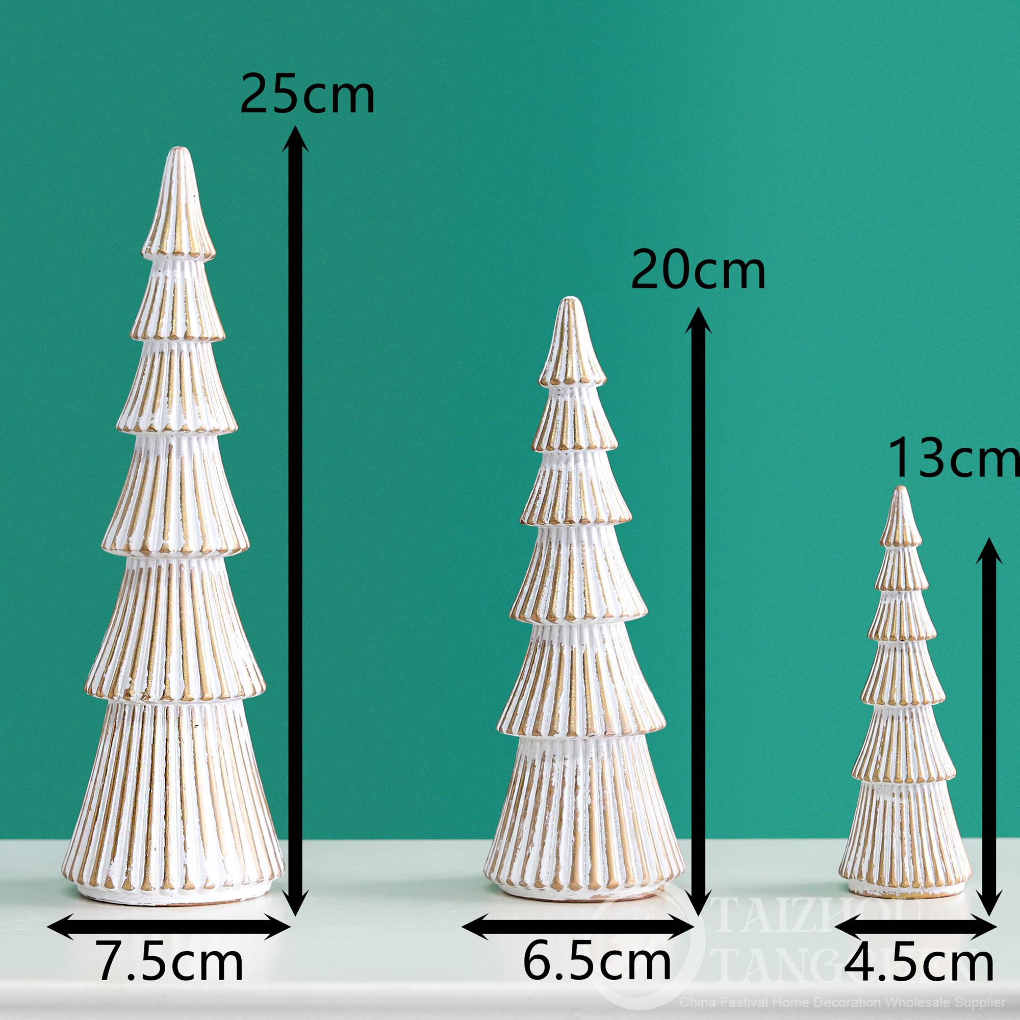 Nordic White Striped Tiered Mini Christmas Tree Resin Deer Head Bust Figurines Vintage Rustic Winter Table Centerpiece Decor 6