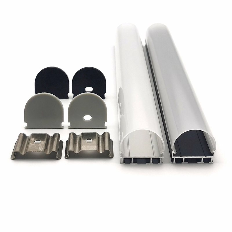 YG-2624B 26x24mm Silver/Black Square/Semi-Round LED Aluminum With White Diffuser Cover End Caps and Mounting Clips for LED Strip Light 1