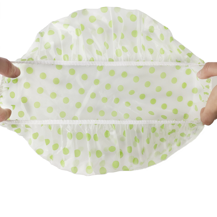 PEVA shower cap color Waterproof Thicken Elastic Bath Hat Plastic Bathing Cap for Hair Salon Bathroom Products 3