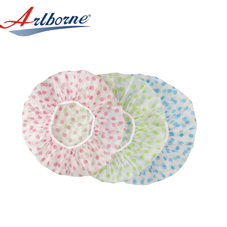 PEVA shower cap color Waterproof Thicken Elastic Bath Hat Plastic Bathing Cap for Hair Salon Bathroom Products 5