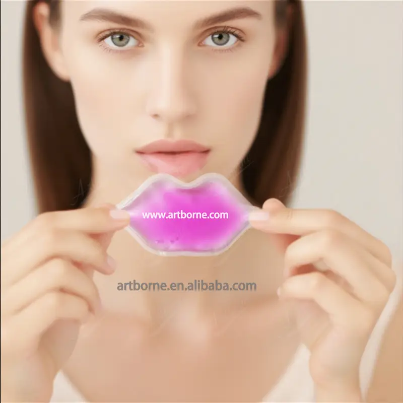 Custom Reusable Gel Ice Pack Hot Cold Gel Packs with Glitter, Lip Shape Ice Gel Pack Lip Pack for Anti Wrinkles Lip Ice Packs 1
