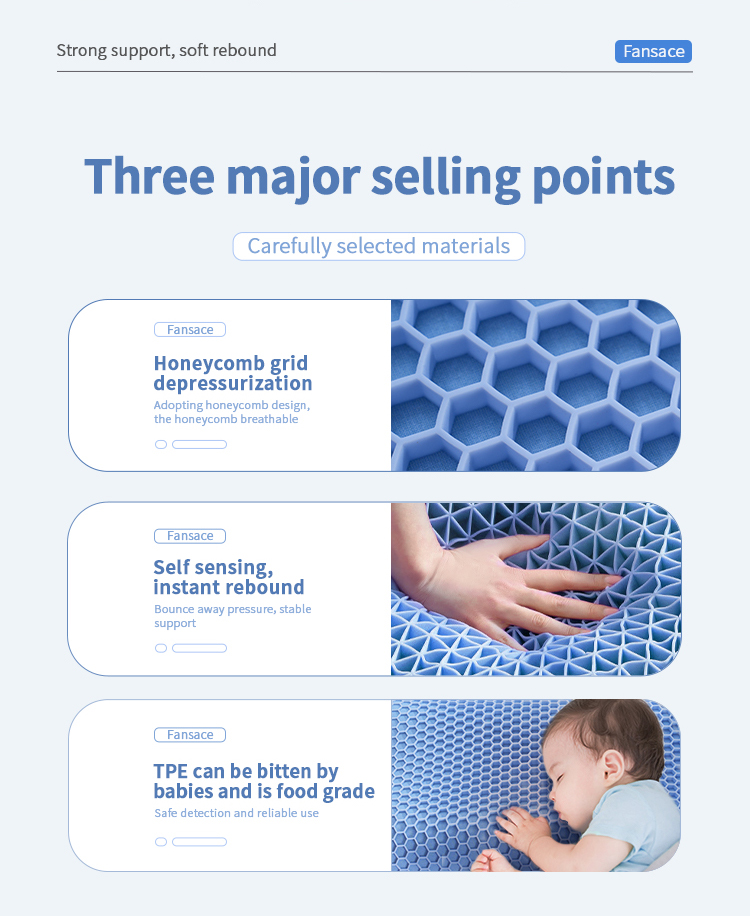 Kvalitet FP-05 Ergonomisk livmorhalspute TPE Ice Cool Memory Foam Pute for Nakke Skulder Smertelindring | JLH Mattress 14