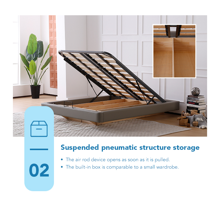 CJ-43 Premium Wholesale Bedroom Furniture Set Wooden Slat Metal Bed Frame King Size Upholstered Bed Frame with Storage 10