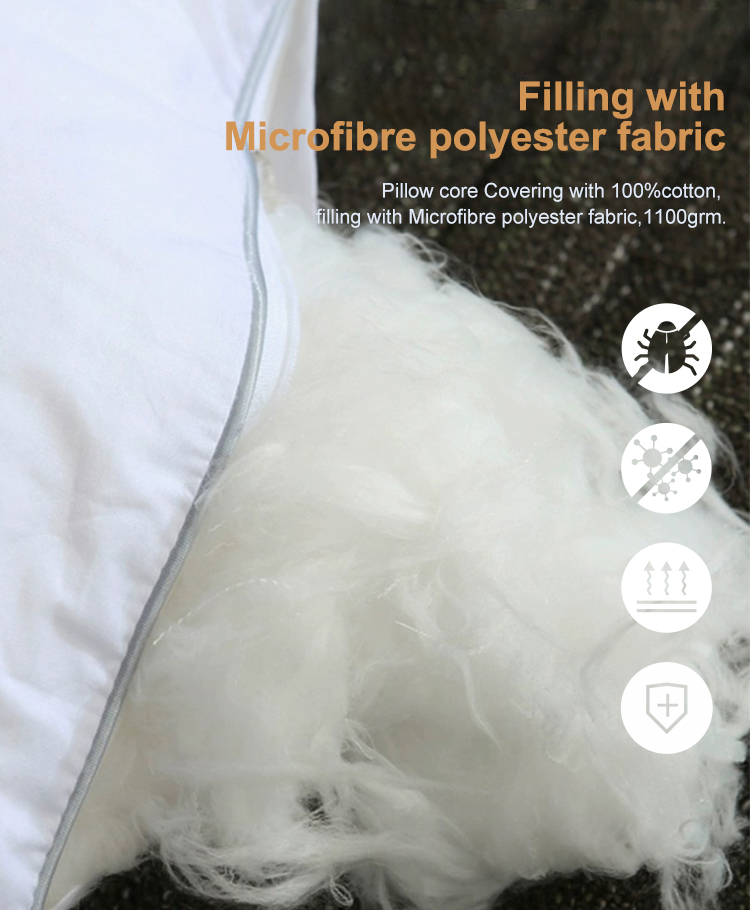 Colección de hoteles Almohada de cama suave y transpirable Tamaño estándar de estrella Almohada de relleno de microfibra de microfibra para hotel - JLH Home 14