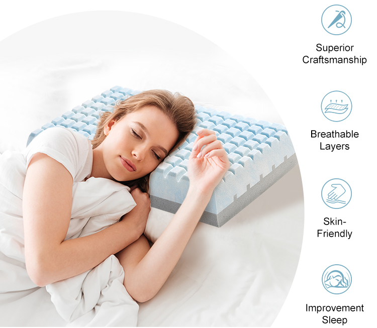 YZT-362 인체공학적 베개 정형외과적 목 지지대 환기 편안한 메모리 폼 베개, 탈착식 커버 포함 17