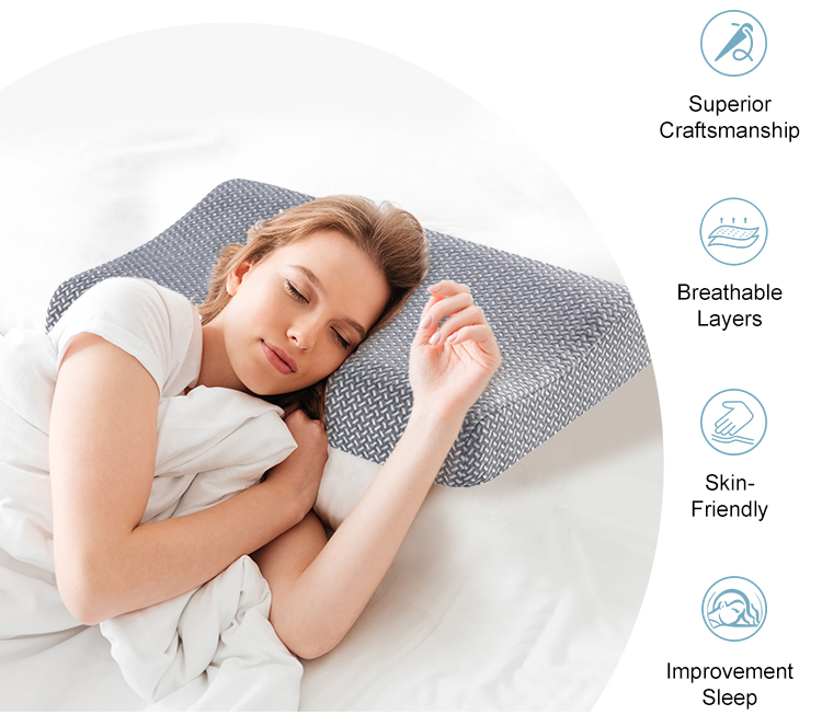 YZT-361 공장 판매 인체공학적 디자인 소프트 웨이브 모양 정형 외과 경추 목탄 메모리 폼 베개 목 통증 16