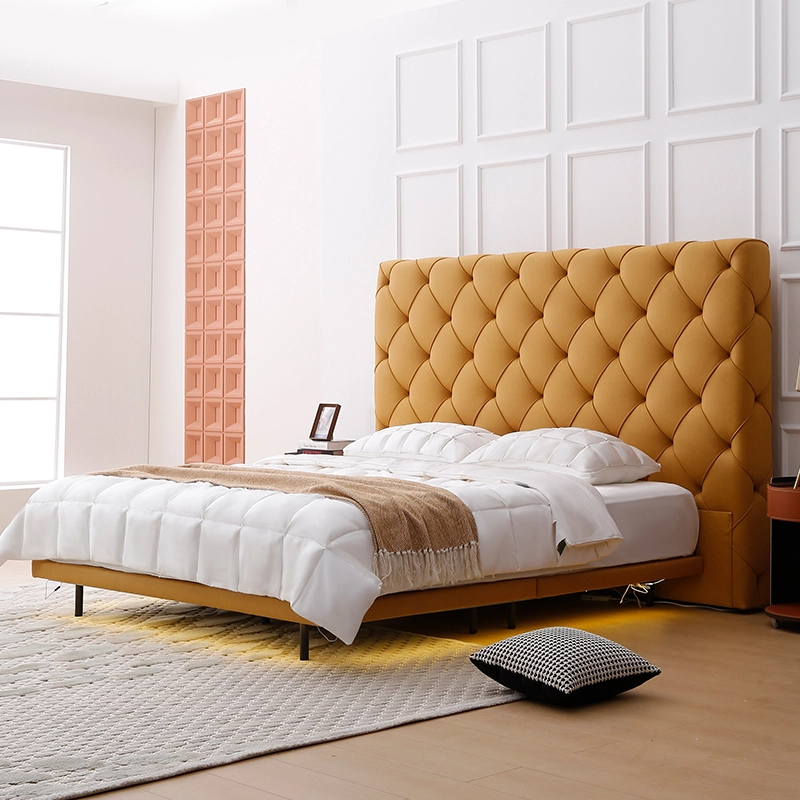 MB3693ZT Latest design queen king size high headboard luxury upholstered platform soft bed frame | JLH Mattress 1