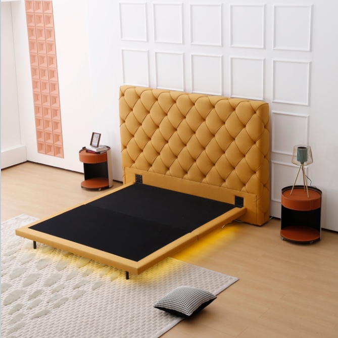 MB3693ZT Latest design queen king size high headboard luxury upholstered platform soft bed frame | JLH Mattress 11