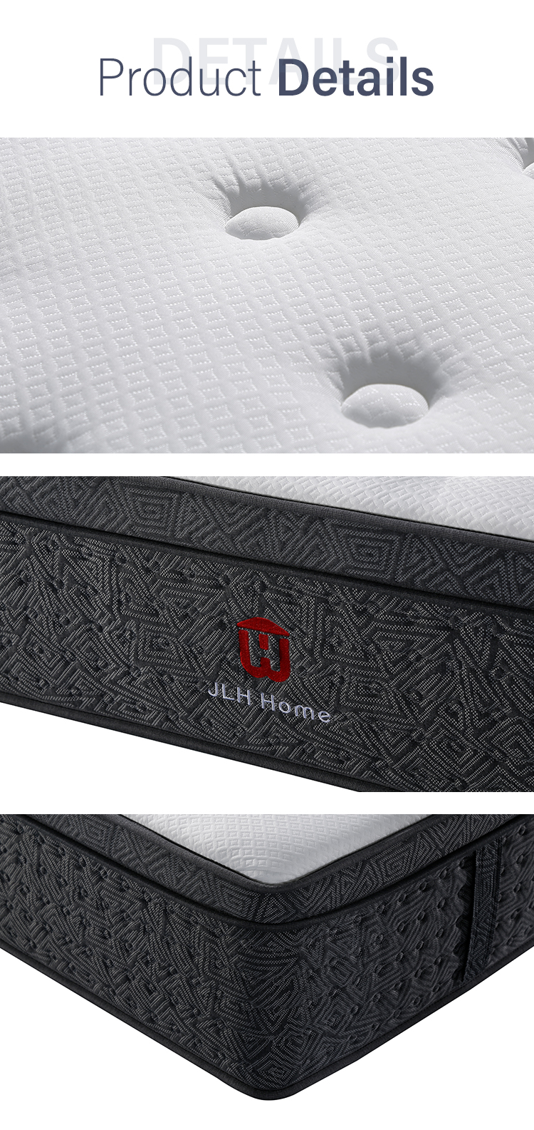34PB-46 bed mattress queen king size hotel bedroom sleep pocket coil spring mattress roll up in a box - JLH Mattress 17