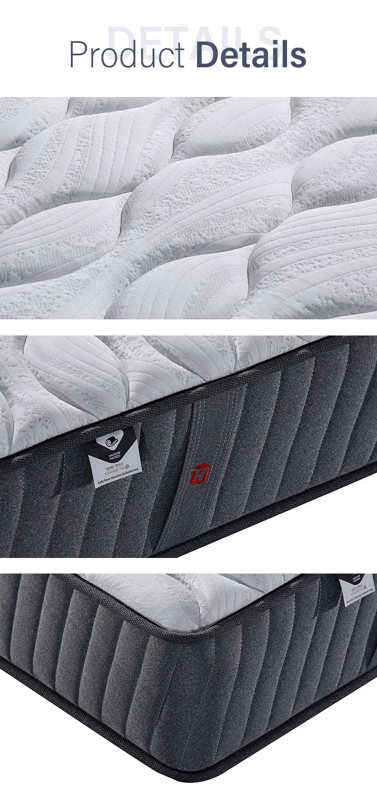 21PB-41 Wholesale Price 8-12 Inches Pocket Innerspring Spring Hybrid Hotel Bed Mattress With Box - JLH mattress 17