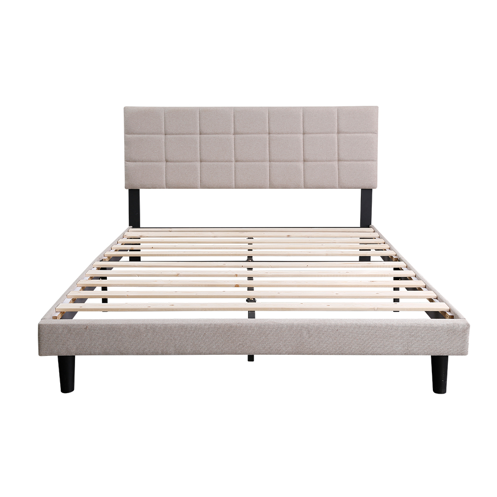 MB3681ZT Modern bedroom furniture full size wooden slat beds asy assembly fabric upholstered bed frame with headboard 9