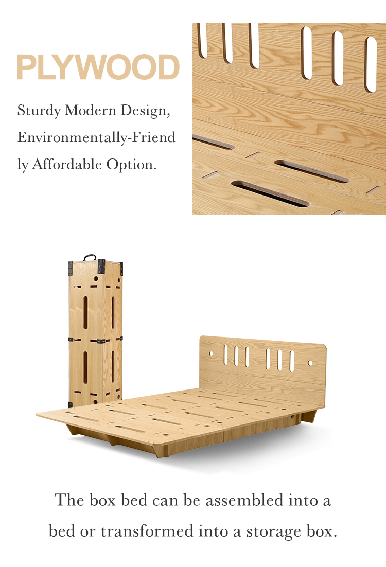 Modern Design Eco-friendly and Sustainable Solid Wood Block Board Wooden Bed Frame Classic Solid Wood Box Bed 20