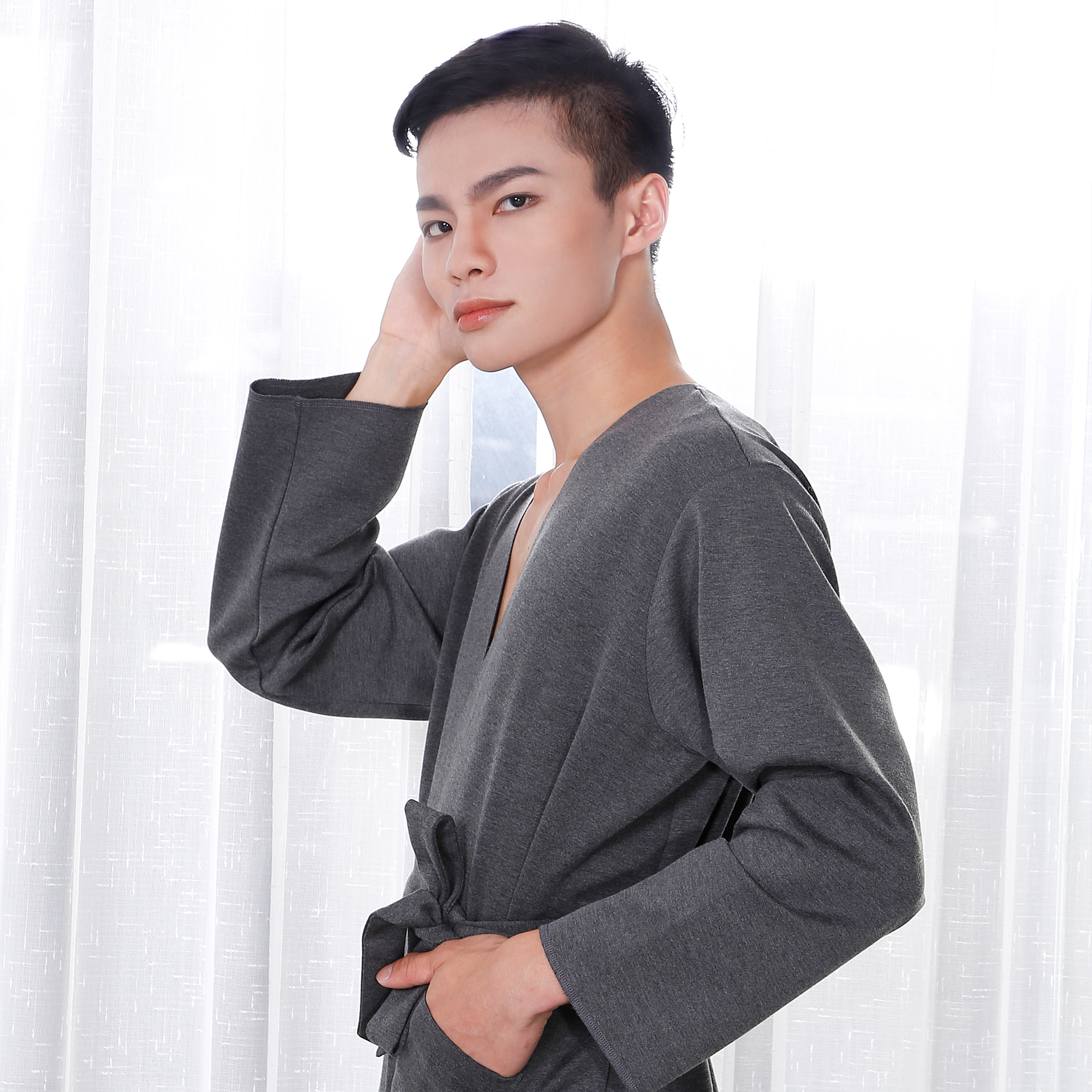 Hot Selling Easy Customized 100% Cotton Hotel BathrobeTowel Hotel Kimono Waffle Weave Bath Robe 8