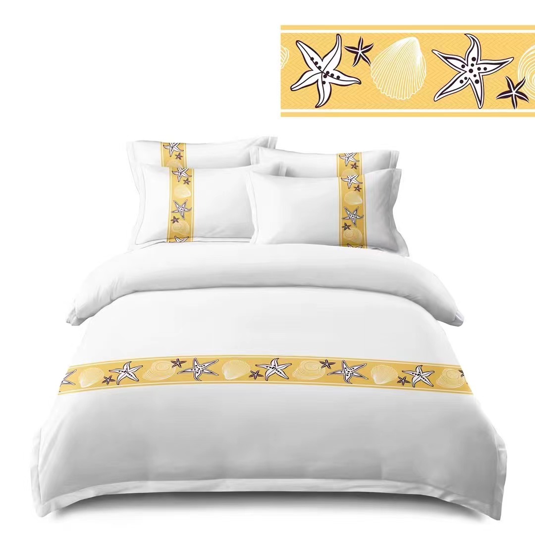 Luxury Hotel Embroidery Linen Comforter Cover Bed Sheets Set Hotel bedding 17