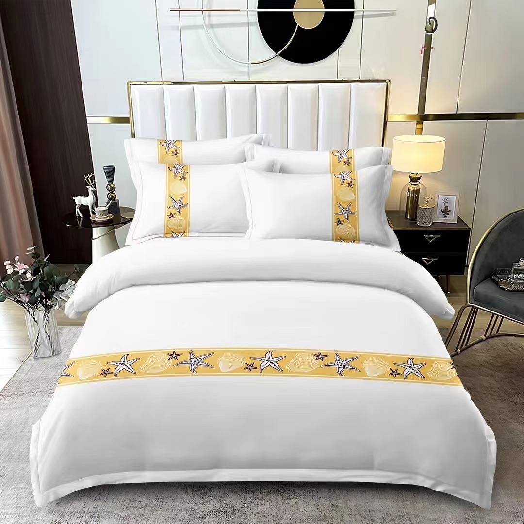 Luxury Hotel Embroidery Linen Comforter Cover Bed Sheets Set Hotel bedding 8