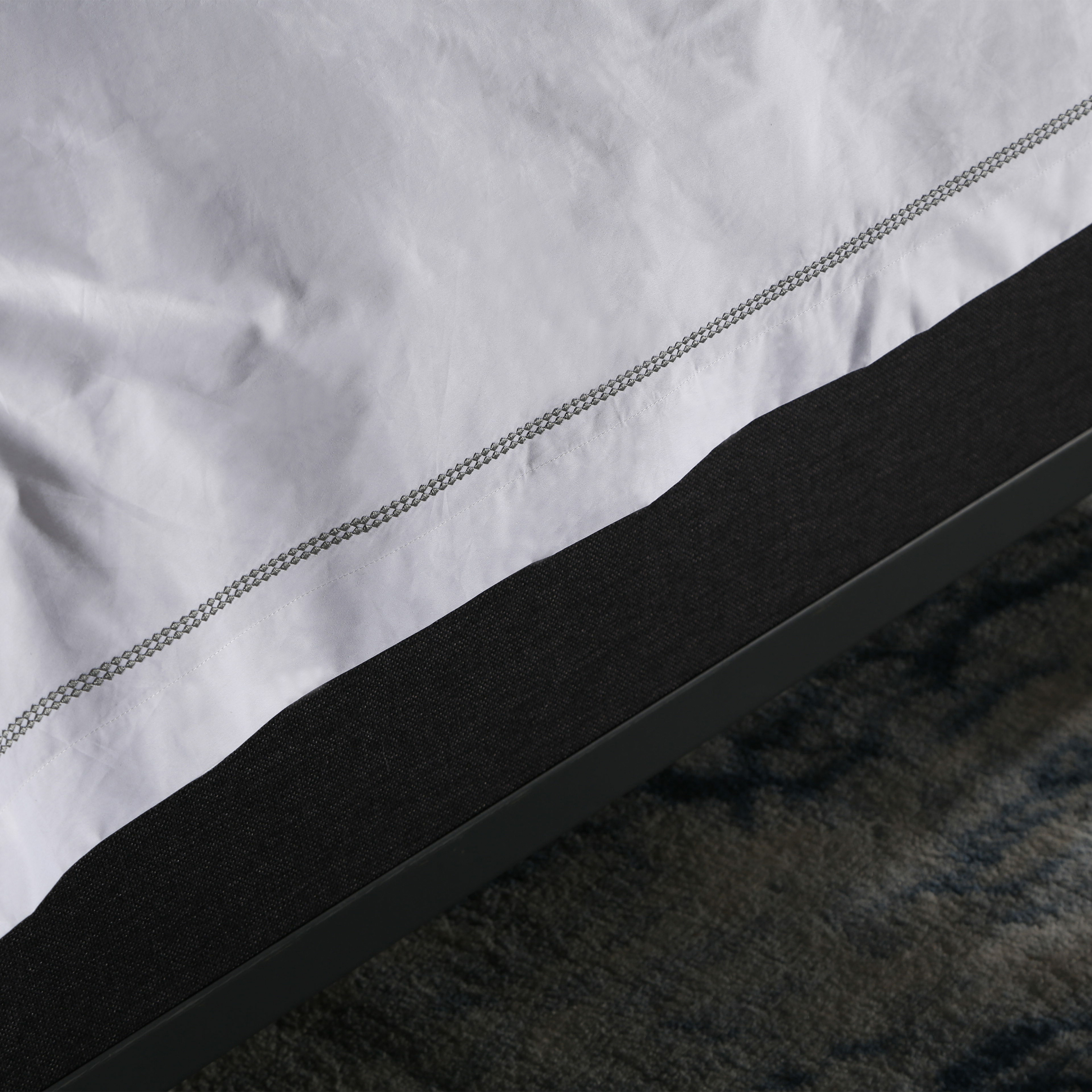 JLH Plain White 6080S Pure Cotton black Piping trim Hotel Bedroom Bedding Sheet Set 11