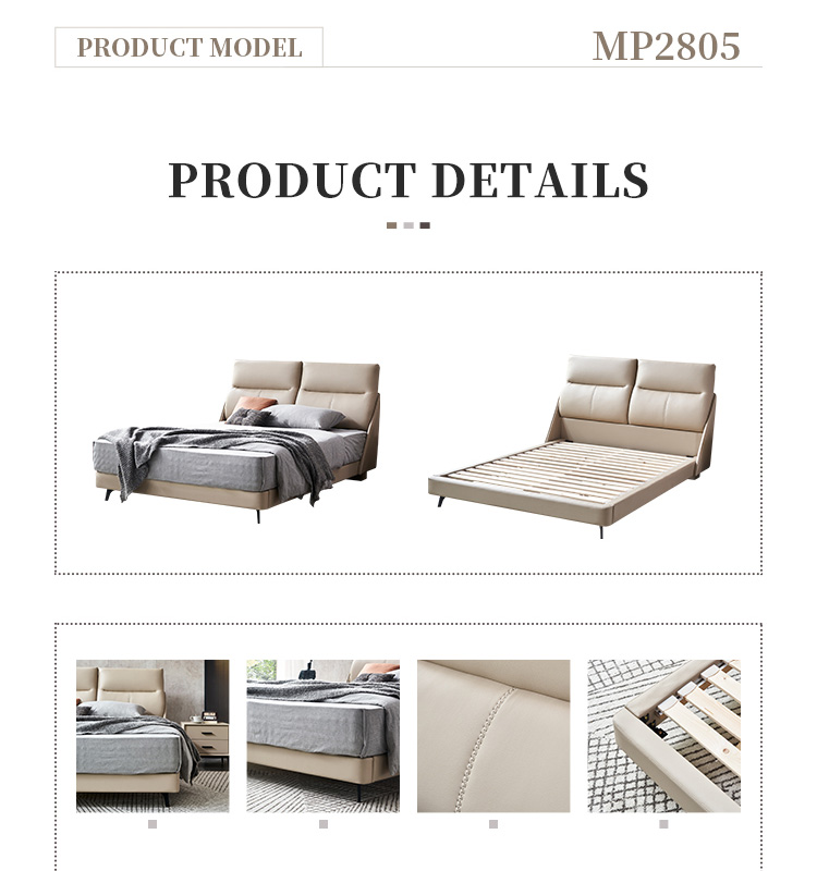 MP2805 Single Double Modern Hot Sale Leather Bed Frame With Headboard 8