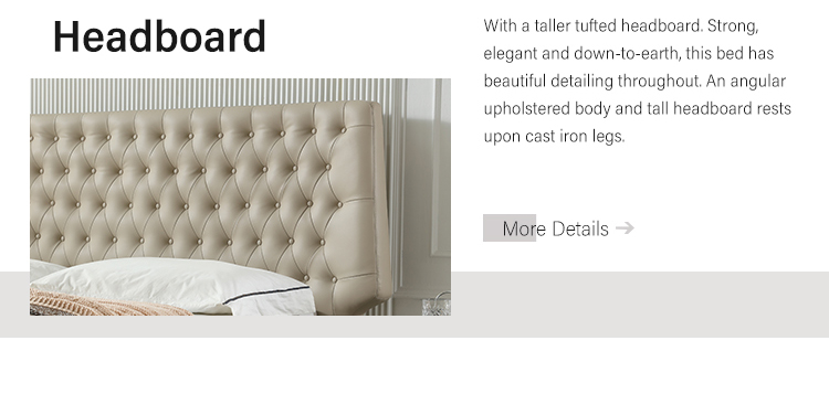 MP3632ZT Luxury Upholstered Wholesale Leather Bed Frame With Multifunction Tufted Headboard 8