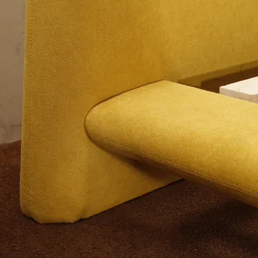 MB3346 Wooden King Full Size Upholstered Bed Frame With Headboard Bright Yellow 10