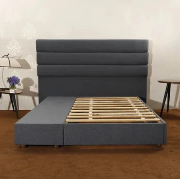 Cama de madera maciza acolchada tamaño completo con plataforma de almacenamiento CJ-41 JLH Furniture 1