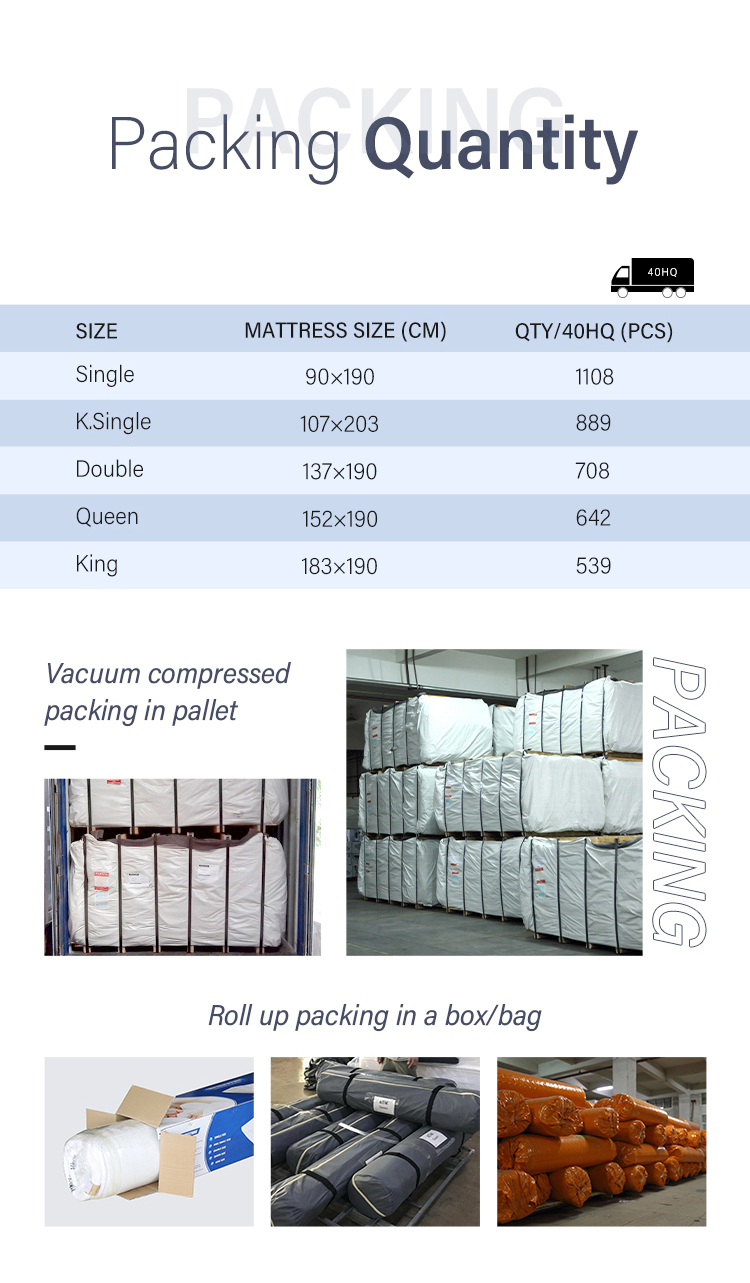 Fabbrica all'ingrosso di migliore qualità 10PB-01 Hotel Perfect Sleeper Spring Materasso Topper Rotolo in una scatola - JLH Mattress 17