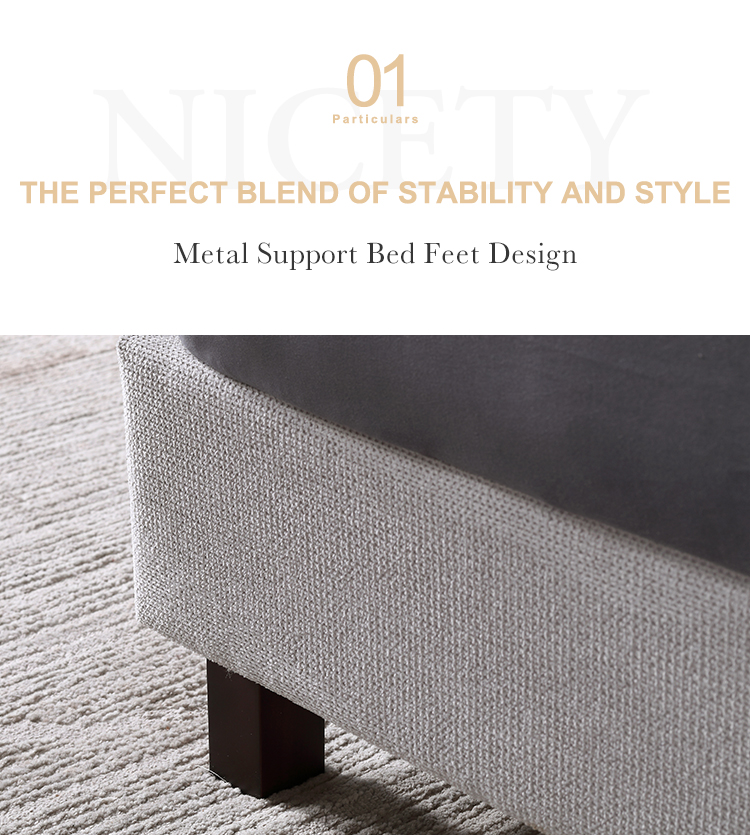 MB3658ZT The Least Metal Legs Fabric Soft Bed Durable Modern Elegant Portable Wooden Bed Frame For Bedroom Furniture Set 10