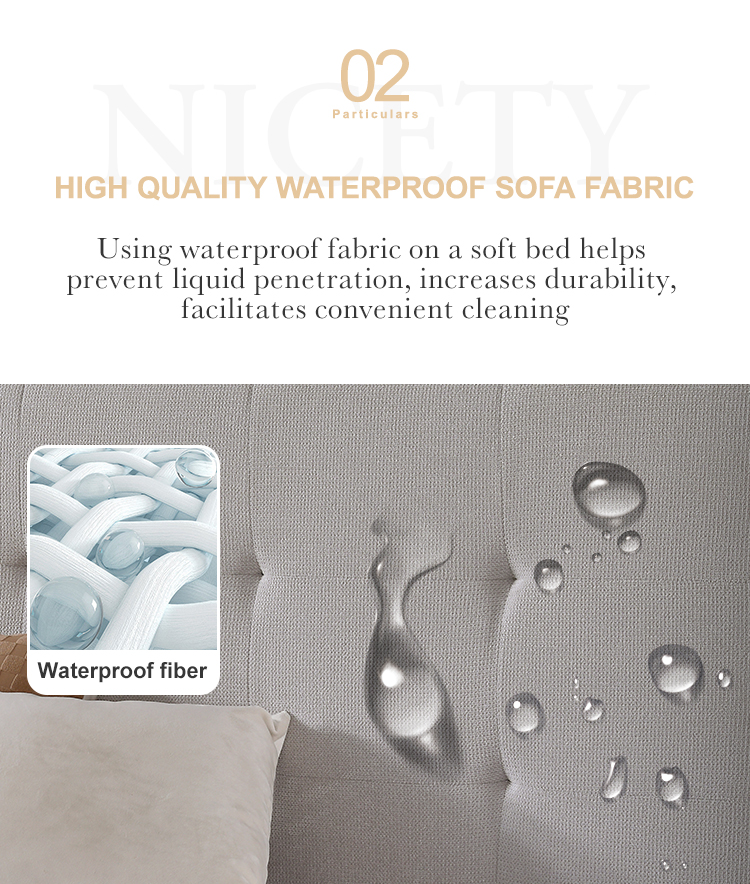 MB3658ZT The Least Metal Legs Fabric Soft Bed Durable Modern Elegant Portable Wooden Bed Frame For Bedroom Furniture Set 9