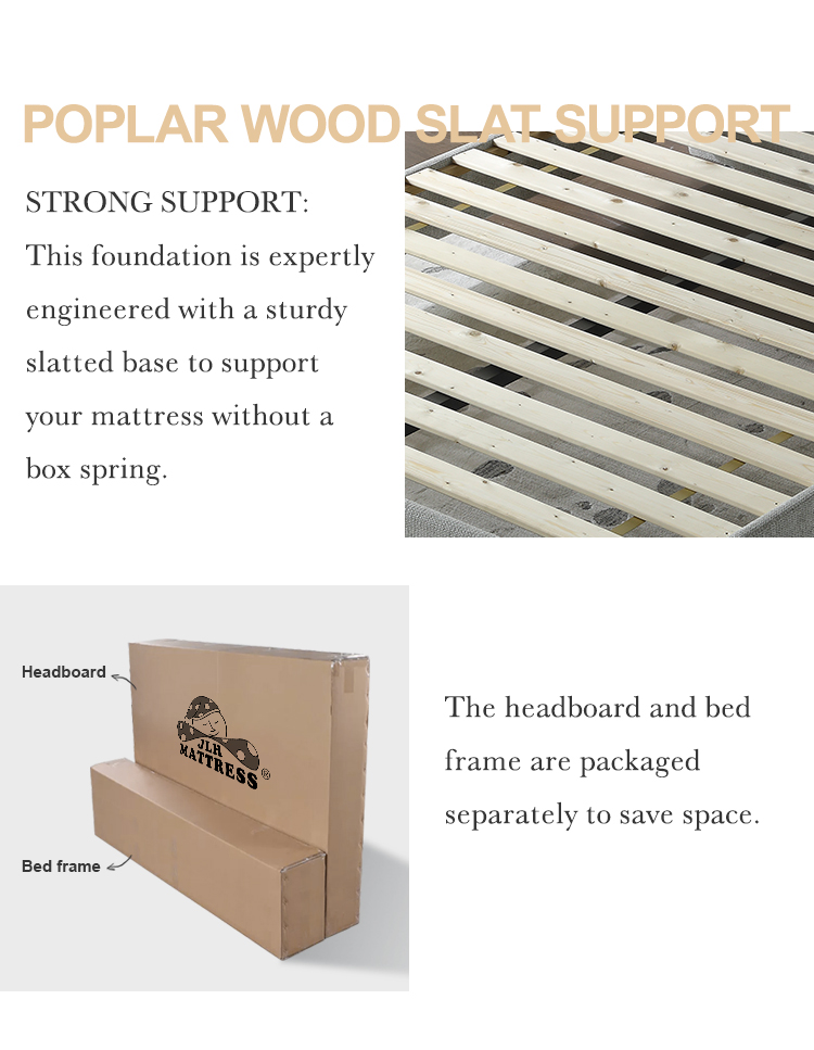 MB3658ZT The Least Metal Legs Fabric Soft Bed Durable Modern Elegant Portable Wooden Bed Frame For Bedroom Furniture Set 11