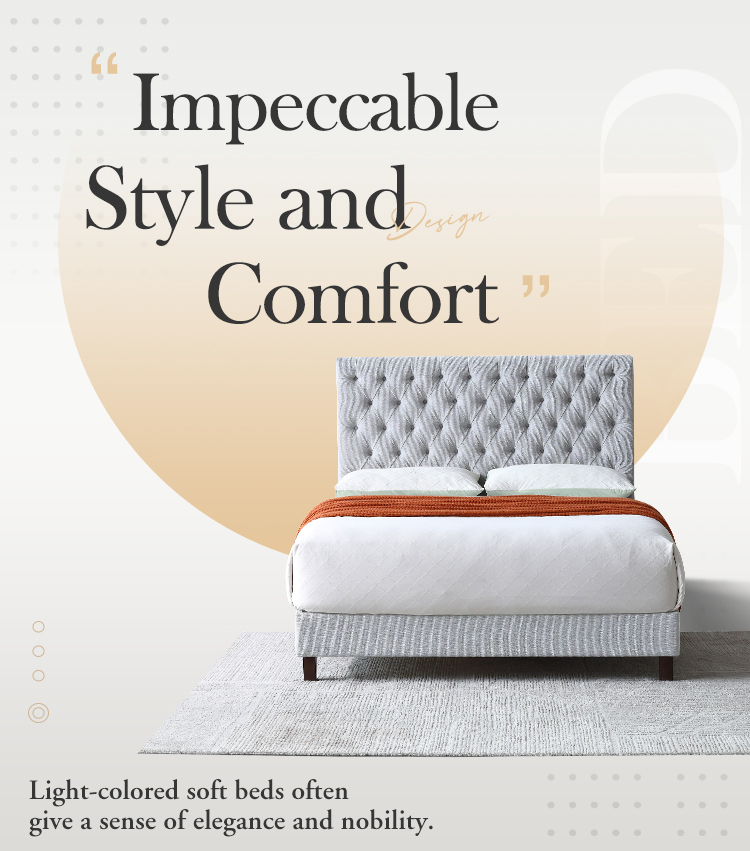 MB3385ZT OEM ODM Waterproof fabric modern hotel up-holstered beds with luxury design bed frame in double size 8