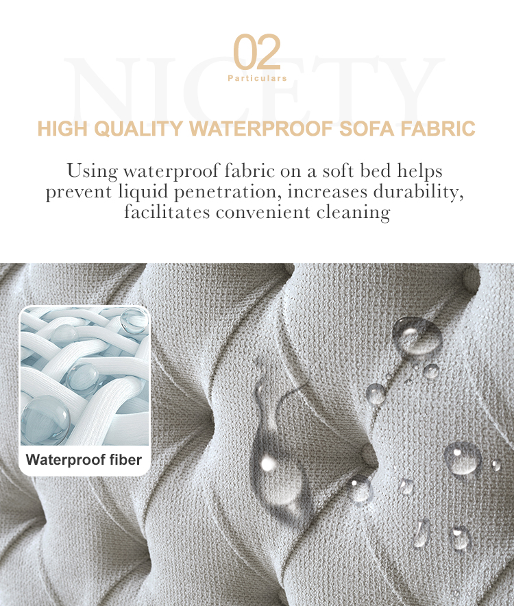 MB3385ZT OEM ODM Waterproof fabric modern hotel up-holstered beds with luxury design bed frame in double size 9