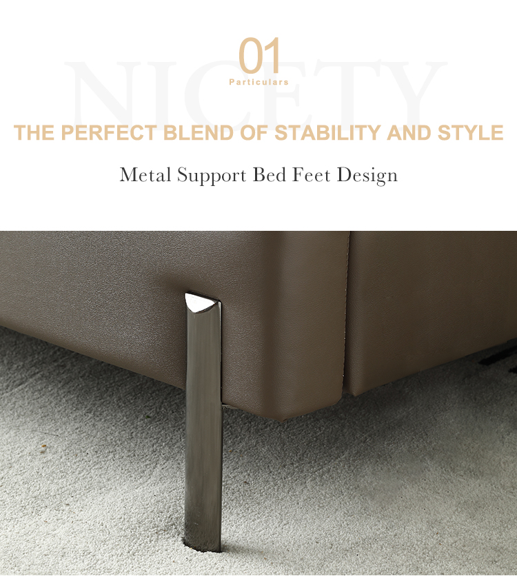 Jinlongheng MP5122ZT Dark Brown Button Headboard Design Bed Base Furniture Double Queen King Modern Luxury Leather Beds 10