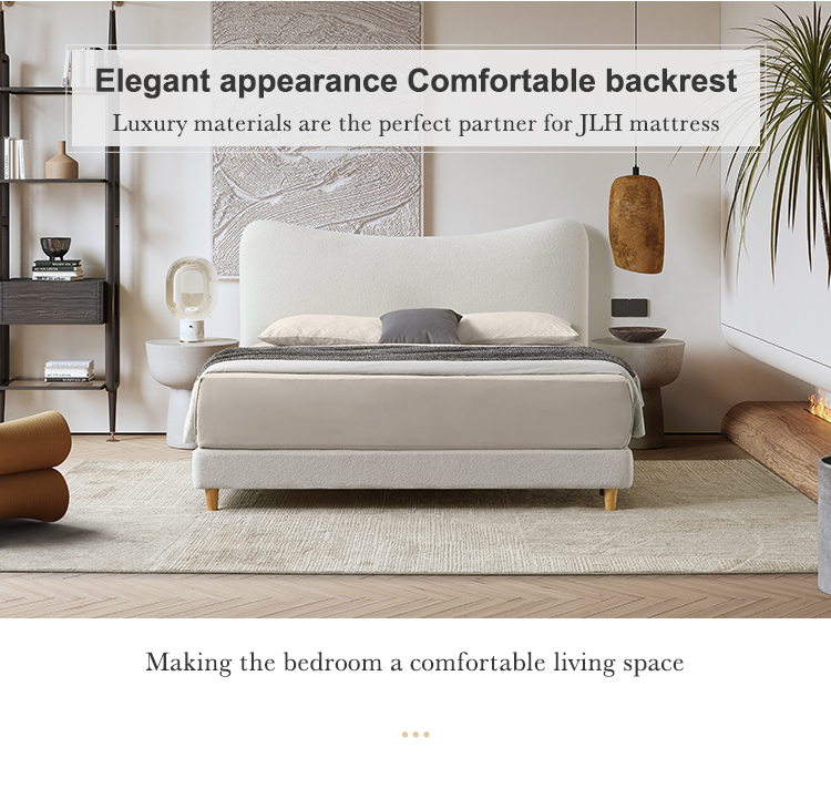 MB5159ZT Wholesale factory wooden bed frame queen lambswool fabric upholstered Tufting headboard platform soft beds 9