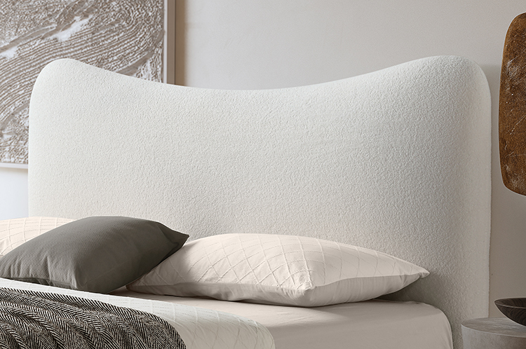 MB5159ZT Wholesale factory wooden bed frame queen lambswool fabric upholstered Tufting headboard platform soft beds 8