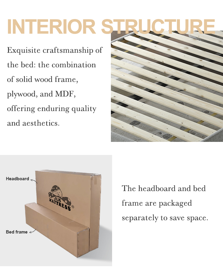 Wholesale MB3683ZT king size upholstered luxury wedding headboard platform bed frame furniture designs | JLH Mattress 11