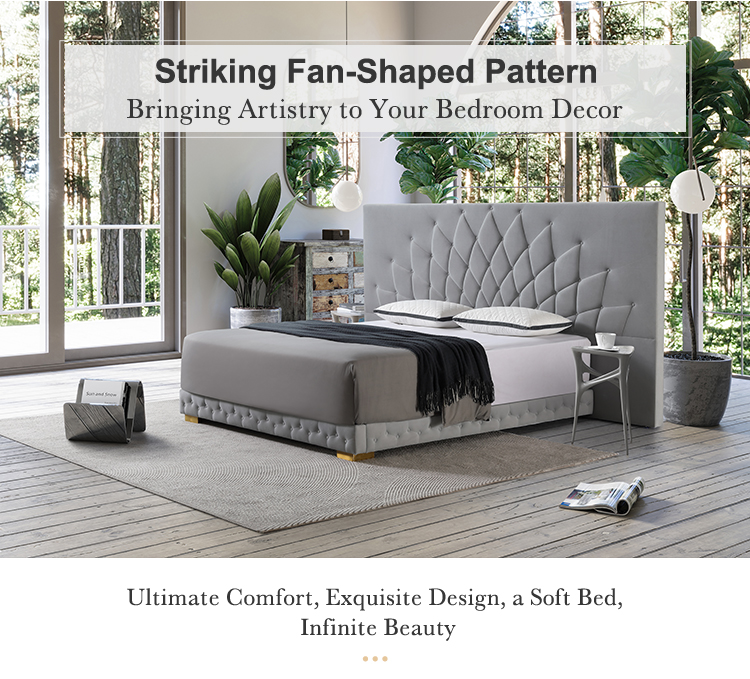 Wholesale MB3683ZT king size upholstered luxury wedding headboard platform bed frame furniture designs | JLH Mattress 9