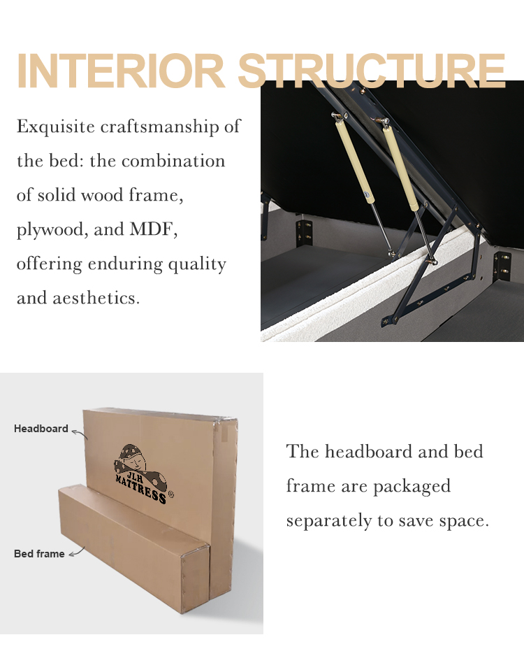 MB3682ZT Beige Gas Lift Up Storage Platform Box Bed Frame Upholstered Queen Size Beds with Tufted Headboard 11