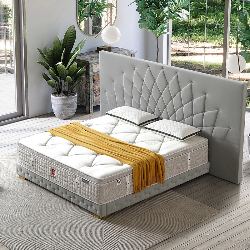 34PD-14 Colchões híbridos de espuma de memória de design luxuoso hipoalergênico com base biológica, colchões de molas de 5 zonas para quarto 1